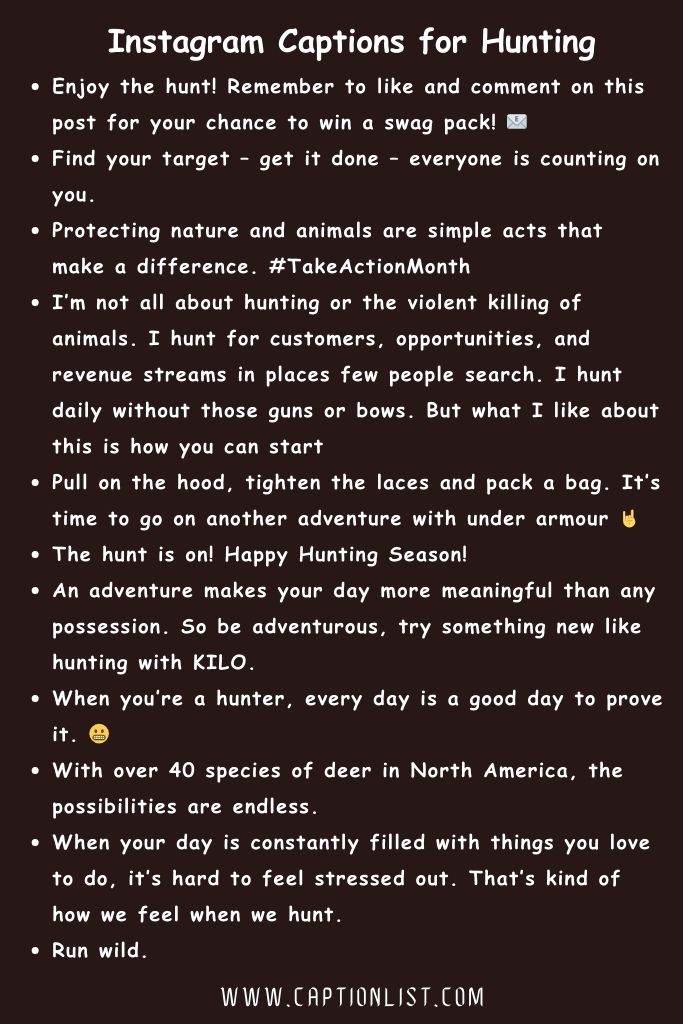 Instagram Captions for Hunting