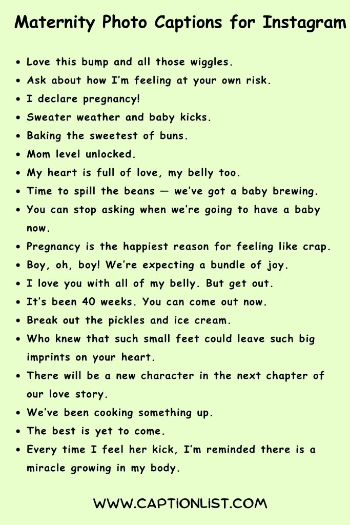 Maternity Photo Captions for Instagram